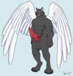  absurd_res big_ball canid canine canis heterochromia hi_res knot male mammal multi_knot muscular wings wolf 