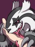  2019 absurd_res black_fur bodily_fluids fur galarian_linoone hao-ro hi_res human mammal nintendo pok&eacute;mon pok&eacute;mon_(species) regional_variant saliva simple_background tongue video_games white_fur 