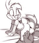 0r0ch1 2017 anal anthro ass_up big_eyes big_head blush buster_bunny butt cub duo lagomorph leporid looney_tunes male male/male mammal mephitid oral pep&eacute;_le_pew rabbit rimming sex simple_background skunk sucking tiny_toon_adventures toony warner_brothers white_background young 