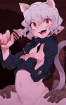  1girl 2boys :d after_fellatio aioi_u animal_ears bar_censor black_shirt bottomless cat_ears cat_girl cat_tail censored collared_shirt cum cum_in_hands cum_in_mouth cum_string ejaculation eyebrows_visible_through_hair fangs group_sex hair_between_eyes handjob hands_on_another&#039;s_hips hetero highres hunter_x_hunter long_sleeves looking_at_viewer mmf_threesome multiple_boys navel neferpitou open_mouth out-of-frame_censoring pointless_censoring red_eyes sex shirt short_hair sitting sitting_on_lap sitting_on_person slit_pupils smile spread_legs stomach tail threesome white_hair 