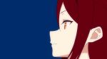  1girl blue_background from_side light_frown long_hair love_live! love_live!_sunshine!! profile red_hair sakurauchi_riko sellel simple_background solo yellow_eyes 