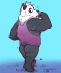  2019 anthro black_fur butt clothing fur giant_panda male mammal minedoo shirt solo topwear ursid white_fur 