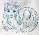  2019 4_toes claws eyebrows felid feral fur grey_spots hi_res invalid_tag kashmere male mammal pantherine snow_leopard solo spots spotted_fur toes traditional_media_(artwork) 
