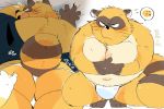  2019 anthro belly blush brown_fur butt canid canine clothing fundoshi fur humanoid_hands hyaku_(artist) japanese_clothing japanese_text male mammal moobs navel overweight overweight_male raccoon_dog robe tanuki text underwear 