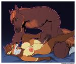  2019 abdominal_bulge animal_genitalia animal_penis anthro beard black_nose blue_eyes blush breasts brown_hair canid canine cheek_tuft dipstick_tail duo equid equine equine_penis eye_contact facial_hair female fox green_eyes hair holding_leg horse interspecies kneeling large_penetration looking_at_another lying male male/female mammal mane missionary_position mocha_(mochalattefox) multicolored_tail muscular muscular_male nipples nude omari on_back pain penetration penis pink_nipples predator/prey pussy red_fox sex tahoe teeth tuft vaginal vaginal_penetration 