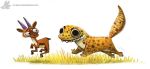  antelope bovid chase cryptid-creations duo gazelle gecko grass lizard mammal reptile running scalie 