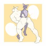  1:1 9x9 anthro ballbusting balls butt canid canine canis cock_and_ball_torture couple_(disambiguation) genital_torture hi_res invalid_tag lagomorph leporid male male/male mammal muscular nude pain rabbit size_difference wolf 