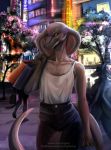  2019 anthro black_sclera city clothed clothing detailed_background digital_media_(artwork) female figners hi_res night outside red_eyes reptile scalie snake solo standing strigiformes 