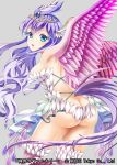  1girl ass back bird_wings breasts crown fantasy feathered_wings feathers hakuda_tofu harpy head_feathers highres looking_back monster_girl no_panties official_art shinkai_no_valkyrie solo tail_feathers wings 