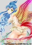  1girl ass back bird_wings breasts fantasy feathered_wings feathers hakuda_tofu harpy head_feathers highres looking_back monster_girl no_panties official_art shinkai_no_valkyrie solo tail_feathers wings 