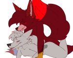  2019 absurd_res anal anal_penetration blush breath canid canine canis digital_drawing_(artwork) digital_media_(artwork) duo euphoria_(character) eyebrows eyes_closed fox from_behind_position fur grey_fur grey_hair hair hair_highlights happy happy_sex hi_res internal lying male male/male male_penetrating mammal markings nude open_mouth open_smile orange_highlights orange_markings panting penetration penis raised_leg red_fur red_hair sex simple_background smile thick_thighs tongue tongue_out vapor_(vapor_synth) vapor_synth white_background wolf yellow_tongue 