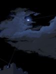  black_sky cloud cloudy_sky light_beam moon night night_sky no_humans original outdoors sky suna-meri 