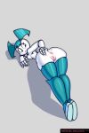  4_fingers android anus black_eyes breasts butt chelodoy clothing female fingers footwear hi_res humanoid jenny_wakeman looking_back machine my_life_as_a_teenage_robot nickelodeon not_furry presenting pussy robot robot_humanoid shoes side_boob solo thick_thighs 