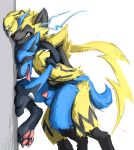  2019 against_wall anal anal_penetration animal_genitalia animal_penis anthro balls black_fur blue_fur bodily_fluids canine_penis drooling duo eyes_closed from_behind_position fur grabbing_from_behind grimace half-erect kenket legendary_pok&eacute;mon looking_pleasured lucario male male/male nintendo nude pawpads penetration penis pok&eacute;mon pok&eacute;mon_(species) saliva sex sheath standing tongue tongue_out video_games yellow_fur zeraora 