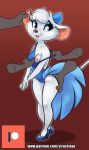  accessory anthro blue_eyes breast_grab breasts clothing disembodied_hand disney female fur garter grope hair hand_on_breast hi_res mammal miss_kitty_mouse mouse murid murine nipples one_breast_out rodent siroc the_great_mouse_detective white_fur white_hair 