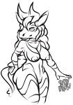  anthro anthrofied breasts equid equine female fur hair hi_res horn long_hair mammal nintendo nipples pok&eacute;mon pok&eacute;mon_(species) pok&eacute;morph sassylebraix slit solo striped_fur stripes video_games zebstrika 