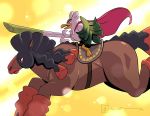  aaron_schmit beak bird cape gen_7_pokemon gen_8_pokemon horse mudsdale no_humans open_mouth pokemon pokemon_(creature) riding saddle shield sirfetch&#039;d sparkle_background spring_onion thick_eyebrows 