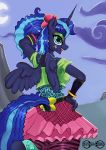  2019 anthro clothing crescent_moon empressbridle equid eyelashes eyeshadow female friendship_is_magic horn looking_back makeup mammal moon my_little_pony open_mouth princess_luna_(mlp) solo winged_unicorn wings 