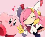  1boy 1girl blush closed_eyes disembodied_hands kirby kirby_(series) pink_hair pink_skin susie_(kirby) suzuyuki_cafe v 