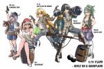  5girls bandana butcher_knife cabbit character_name english_text eyepatch g36_(girls_frontline) girls_frontline gun international_talk_like_a_pirate_day m16a1 m16a1_(girls_frontline) m950a_(girls_frontline) mp-446_viking_(girls_frontline) multiple_girls pirate pirate_costume skorpion_(girls_frontline) skorpion_vz._61 submachine_gun viking weapon wtfman 