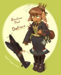  ... 2017 5_fingers aircraft anthro blush boots boulton_paul_defiant boulton_paul_defiant_(hideki_kaneda) breasts brown_fur brown_hair canid canine canis clothed clothing domestic_dog english_text female fingers fluffy fluffy_tail footwear fully_clothed fur green_eyes hair hideki_kaneda mammal solo standing text 