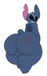  2019 alien anthro back_markings backsack balls big_butt blue_eyes blue_fur blue_nose bodily_fluids butt butt_slap disney experiment_(lilo_and_stitch) fur head_tuft hi_res huge_butt lilo_and_stitch looking_back male markings notched_ear nude presenting simple_background slap small_tail smile solo stitch_(lilo_and_stitch) sweat thick_thighs tuft vun white_background 