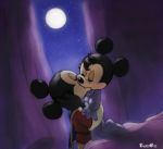  2011 anthro bed cape clothing disney duo eyes_closed female hi_res hug kissing male male/female mammal mickey_mouse minnie_mouse moon mouse murid murine night rodent signature twistedterra 