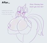  anthro big_breasts blush breasts cleavage clothed clothing comfyplum dialogue equid female friendship_is_magic hi_res horn huge_breasts mammal my_little_pony nipple_outline thick_thighs twilight_sparkle_(mlp) unicorn 