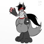  1:1 3_toes 4_fingers animal_genitalia anthro balls big_arms big_balls big_butt butt canid canine feet fingers fully_sheathed girly hi_res huge_balls huge_butt hyper hyper_balls lucario male mammal nintendo nude pok&eacute;mon pok&eacute;mon_(species) sheath solo spikes thick_thighs toes video_games wide_hips yoshu_makato yoshu_makato_(character) 