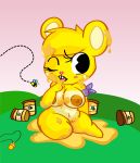  absurd_res arthropod bee big_breasts breasts dripping fan_character female fur gooey happy_tree_friends hi_res hollowedden honey hymenopteran insect mammal nipples nude pussy short_stack sitting slightly_chubby solo ursid yellow_fur 