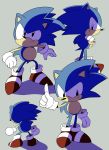  anthro black_eyes blue_fur clothing crossed_arms eulipotyphlan footwear fur gesture gloves grey_background handwear hedgehog male mammal multiple_poses pointing pose shoes sikai simple_background smile solo sonic_(series) sonic_the_hedgehog standing 