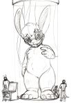  2019 4_toes alien chair computer console disney dy-2861 dylan_roberts dylbun experiment_(lilo_and_stitch) eyewear fan_character freckles fur glasses graphite_(artwork) greyscale grin hair hi_res lagomorph lilo_and_stitch long_ears macro mammal monochrome pencil_(artwork) scientific_experiment simple_background smile standing stasis_chamber story story_in_description swivel_chair toes traditional_media_(artwork) white_background wire 