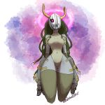  1:1 1_eye 2019 big_hands big_legs breasts clothed clothing digital_media_(artwork) elegia_(medicinal_succ) female hi_res horn humanoid looking_at_viewer mammal mask medicinal_succ not_furry simple_background solo thick_thighs wide_hips 