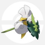  escavalier fusion helmet modeler3622 no_humans poke_ball_symbol pokemon pokemon_(creature) pokemon_(game) pokemon_swsh shield simple_background sirfetch&#039;d solo spring_onion yellow_eyes 