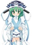  alternate_color alternate_costume green_eyes green_hair hainakku hat no_panties pussy shiki_eiki short_hair solo thighhighs touhou uncensored 