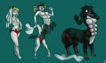  2019 8_breasts black_hair blonde_hair breasts canid canid_taur canine canine_taur canis clothed clothing dog_taur domestic_dog female green_background hair halcy0n hi_res human human_to_taur mammal mammal_taur multi_breast nipples open_mouth sequence shocked simple_background solo standing taur topless towel transformation underwear 