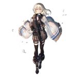  1girl armband assault_rifle bangs black_gloves black_legwear blonde_hair blush boots breasts brown_jacket brown_skirt bullpup cape choker copyright_name eyebrows_visible_through_hair floating_hair flower full_body girls_frontline gloves gun hair_between_eyes hair_flower hair_ornament hairband heiwari_kanade hexagram holding holding_flower holding_gun holding_weapon iwi_tavor jacket load_bearing_equipment long_hair looking_at_viewer medium_breasts official_art parted_lips petals pleated_skirt rifle rose sidelocks skirt smile solo star_of_david thigh_strap thighhighs transparent_background trigger_discipline walking weapon white_flower white_rose wind x95_(girls_frontline) yellow_eyes 