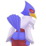  1:1 absurd_res avian bird butt clothed clothing damian5320 falco_lombardi hi_res male nintendo solo star_fox video_games 
