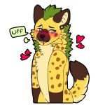  &lt;3 1:1 2019 ambiguous_gender anthro beauty_mark breath chibi ear_piercing fur green_hair hair hyaenid looking_at_viewer mammal mohawk_(hairstyle) nude piercing portrait shatter_(artist) shatteter smile solo spots spotted_hyena sticker telegram tongue uwubanana yellow_fur 