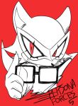  atlus black_and_red canid canine canis claws cosplay crossover custom_character_(sonic_forces) english_text eyewear glasses holding_object joker_(persona) mammal mask megami_tensei megami_tensei_persona red_background sikai simple_background smile sonic_(series) sonic_forces text video_games wolf 