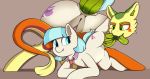  2019 absurd_res anal anal_penetration anus blue_eyes butt clitoris coco_pommel_(mlp) cutie_mark duo earth_pony equid equine female feral friendship_is_magic green_eyes hi_res horse mammal my_little_pony neighday non_toxic_(oc) open_mouth oral penetration pony pussy sex simple_background tatzlpony 