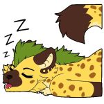  1:1 2019 alpha_channel ambiguous_gender anthro beauty_mark ear_piercing fur green_hair hair hyaenid mammal mohawk_(hairstyle) nude piercing portrait shatter_(artist) shatteter sleeping smile solo sound_effects spots spotted_hyena sticker telegram tongue tongue_out uwubanana yellow_fur zzz 