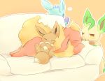  ... 2017 3sthrees blush eevee eeveelution eyes_closed feral flareon fluffy fluffy_tail glaceon group inside leafeon looking_at_another nintendo pok&eacute;mon pok&eacute;mon_(species) quadruped simple_background sleeping sofa speech_bubble video_games 