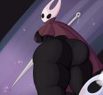  2019 anthro arthropod big_butt breasts butt duo featureless female hollow_knight hornet_(hollow_knight) huge_butt insect looking_back low-angle_view male not_safe_for_reality protagonist_(hollow_knight) thick_thighs vessel_(species) video_games weapon wide_hips 