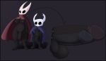  2019 anthro arthropod balls big_penis breasts cloak clothing comparing comparing_penis digital_media_(artwork) duo featureless hollow_knight hornet_(hollow_knight) humanoid_penis insect intersex male not_safe_for_reality penis penis_size_difference protagonist_(hollow_knight) simple_background thick_thighs vessel_(species) video_games 