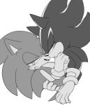  anthro bound clothing duo eulipotyphlan gloves greyscale grin handcuffs handwear hedgehog male male/male mammal monochrome shackles shadow_the_hedgehog sikai simple_background smile sonic_(series) sonic_the_hedgehog white_background 