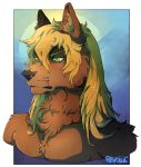  2019 anthro black_nose blonde_hair canid canine canis digital_media_(artwork) hair male mammal ravoilie solo wolf 