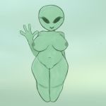  1:1 alien breasts drabbella female hi_res humanoid not_furry pussy roswell_grey short_stack simple_background solo thick_thighs 