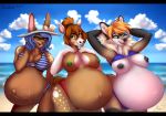  aimee-lesley-sim anthro belly big_belly big_breasts bikini blonde_hair breasts brown_fur brown_hair canid canine canis clothed clothing equid equine female fox fur green_eyes group hair hand_behind_head hat headgear headwear horse lagomorph leporid looking_at_viewer mammal pony pregnant procyonid rabbit raccoon swimwear topless white_fur wolf yellow_eyes 