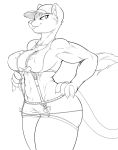  anthro big_breasts breasts danonymous felid female hand_on_hip hi_res lion mammal nipple_outline pantherine 